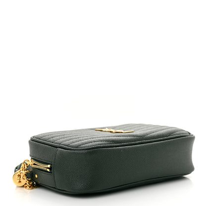 Saint Laurent Grain De Poudre Matelasse Monogram Mini Lou Camera Bag New Vert Fonce 5 of 7
