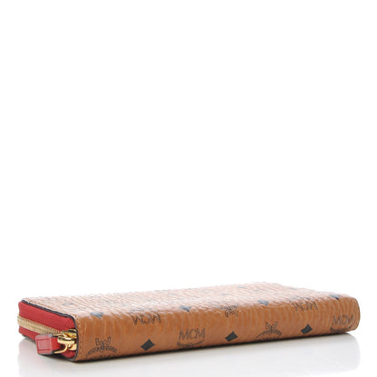 MCM Visetos Large Zip Around Wallet Cognac Red 4 of 10