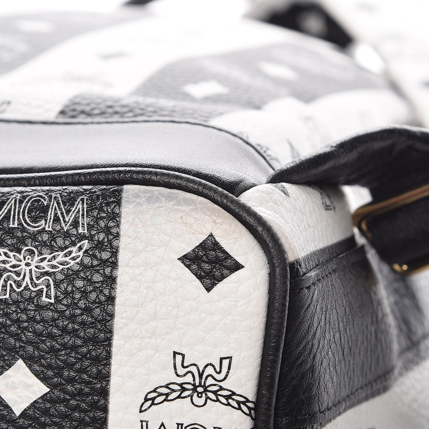 MCM Striped Visetos Studded Medium Stark M Backpack Black White 12 of 13
