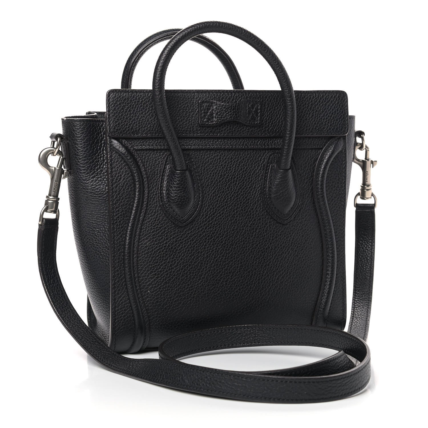 Celine Drummed Calfskin Nano Luggage Black 3 of 12