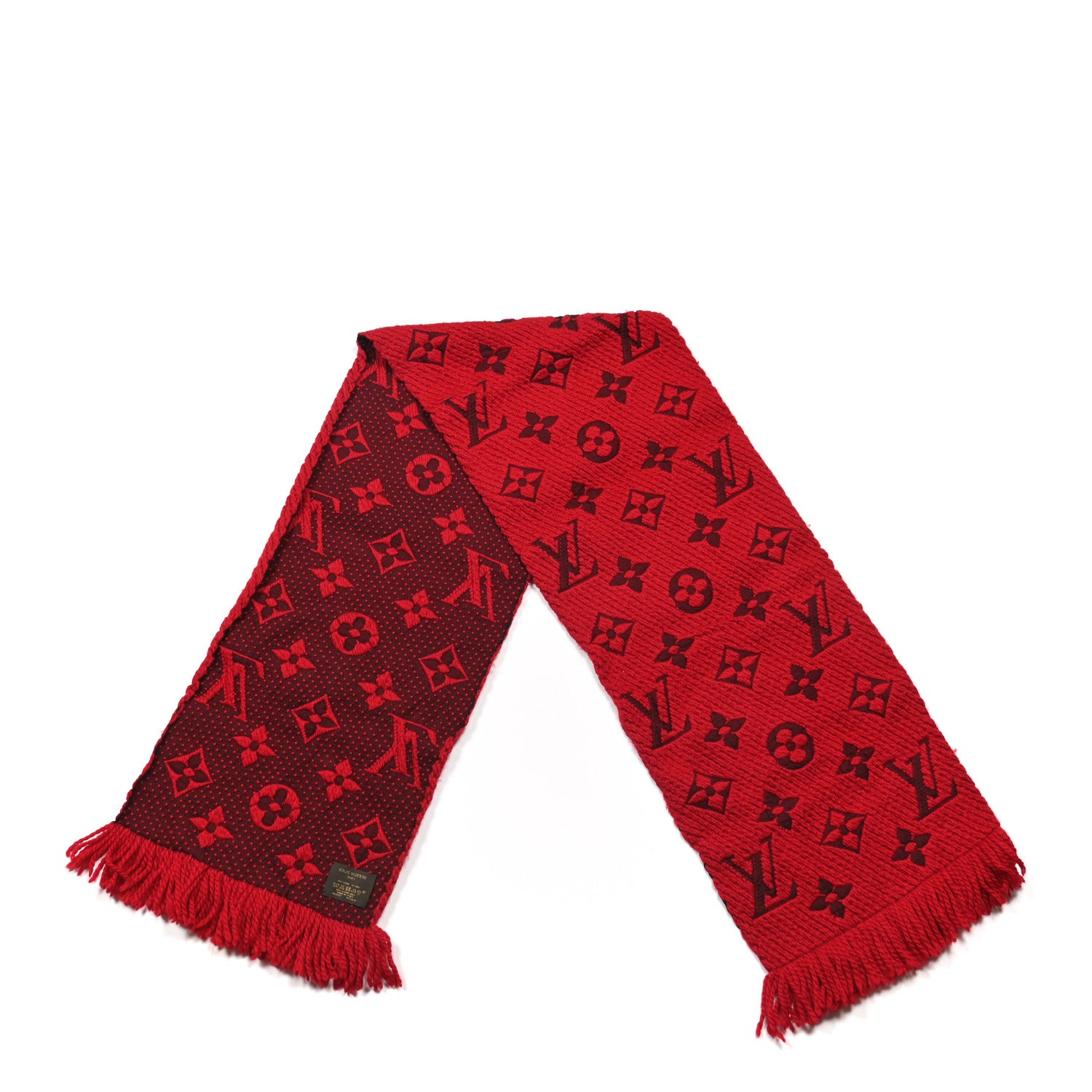 Louis Vuitton Wool Silk Logomania Scarf Rubis 2 of 4