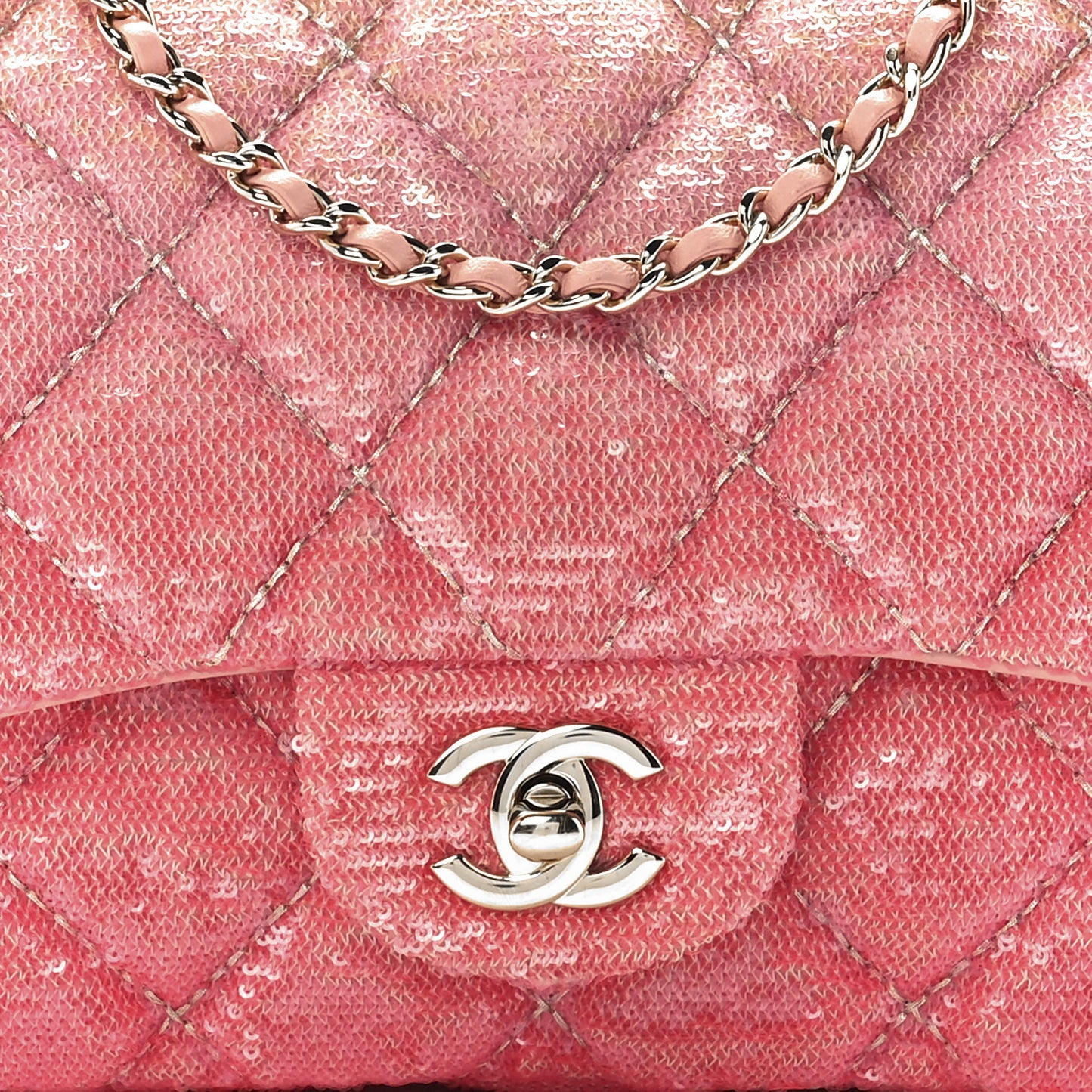 Sequin Quilted Ombre Medium Flap Yellow Pink