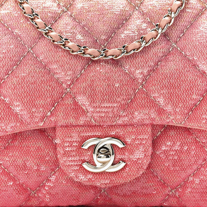 Chanel Sequin Quilted Ombre Medium Flap Yellow Pink 9 of 12