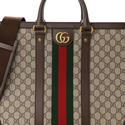 Gucci GG Supreme Monogram Textured Dollar Calfskin Web Large Ophidia Tote Bag Beige Ebony 8 of 10