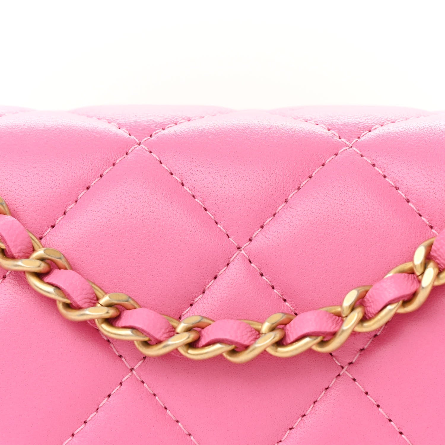 Chanel Lambskin Quilted CC Pearl Crush Wallet on Chain WOC Pink 9 of 12