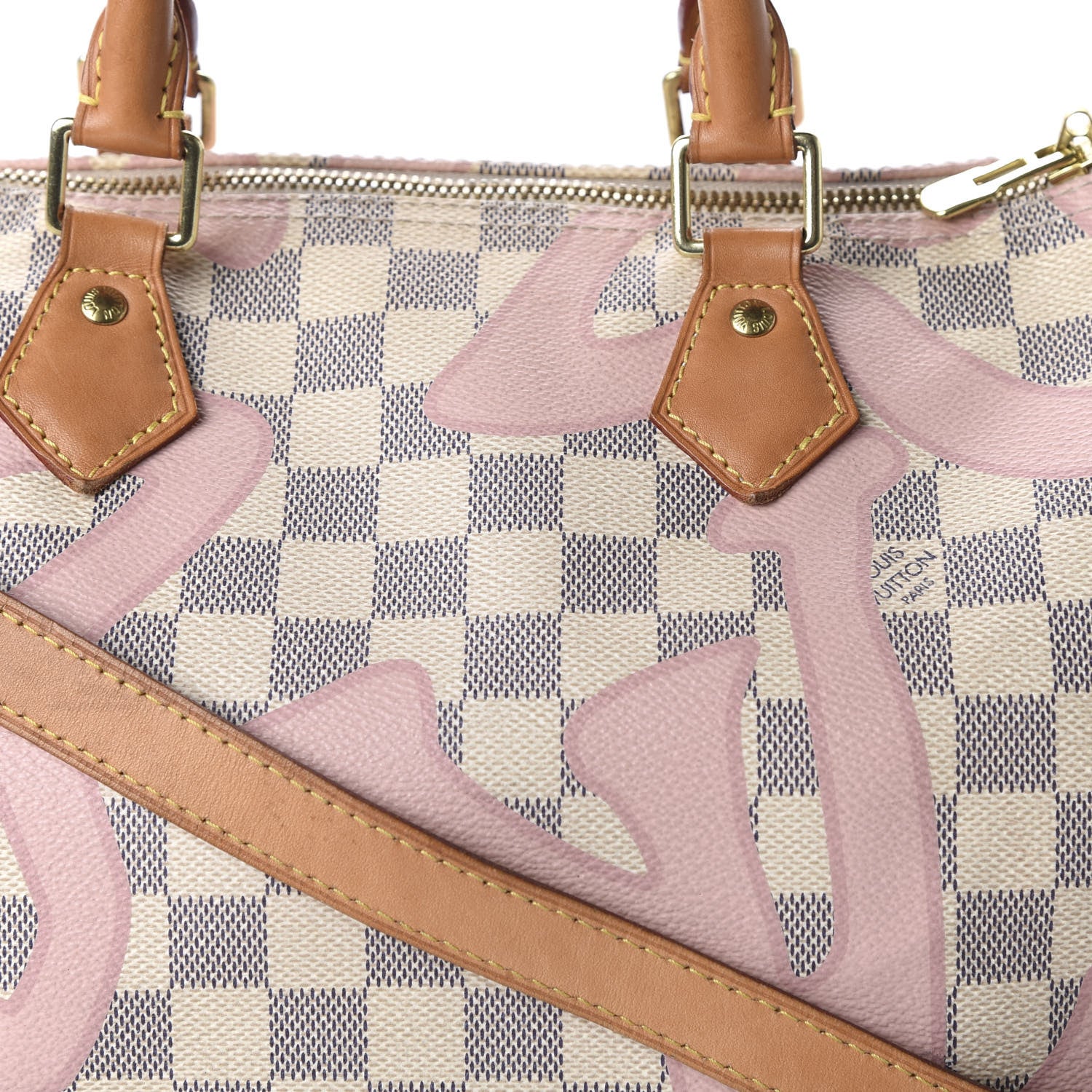 Louis Vuitton Damier Azur Tahitienne Speedy Bandouliere 30 Rose Ballerine 11 of 12