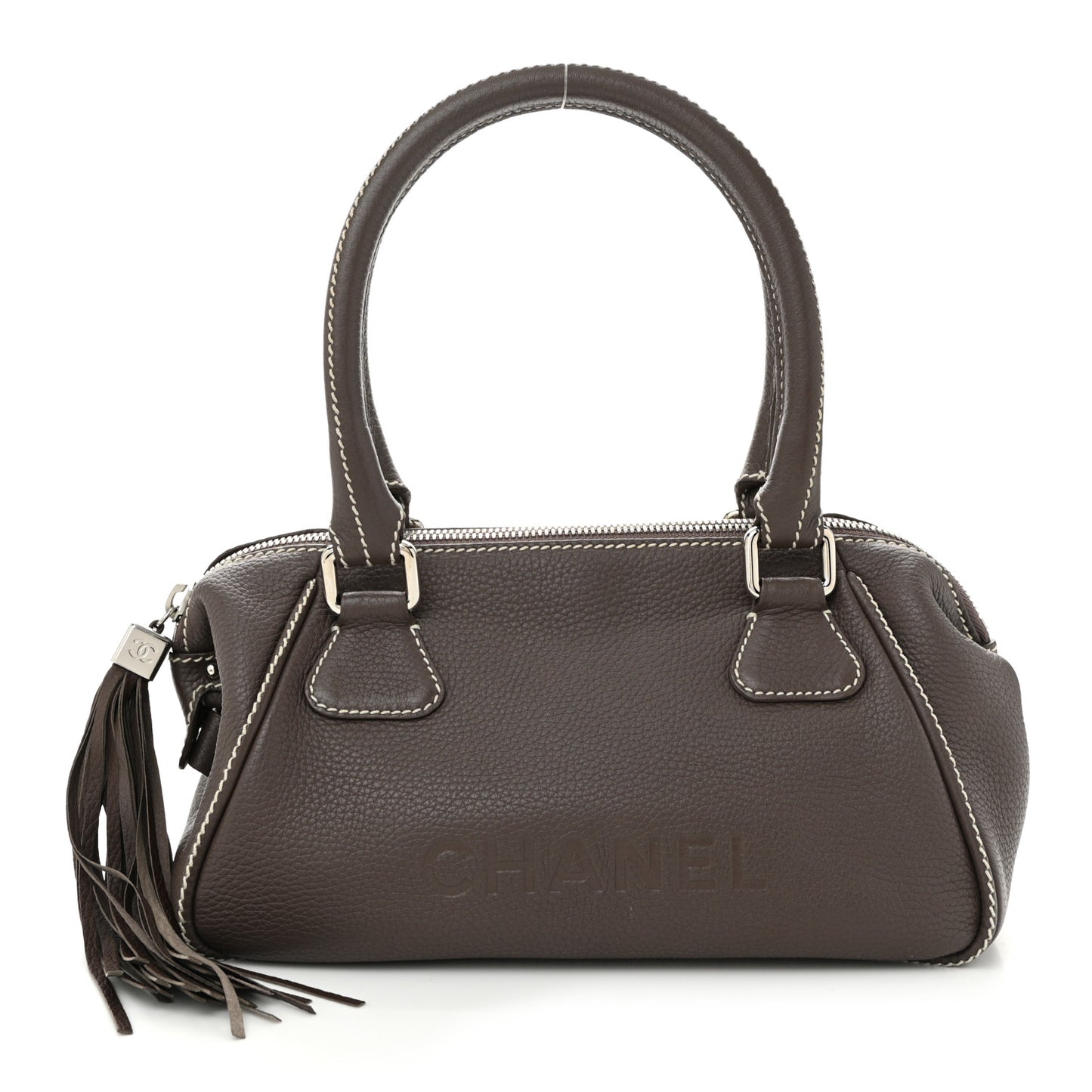 Calfskin Small Tassel Bowler Taupe