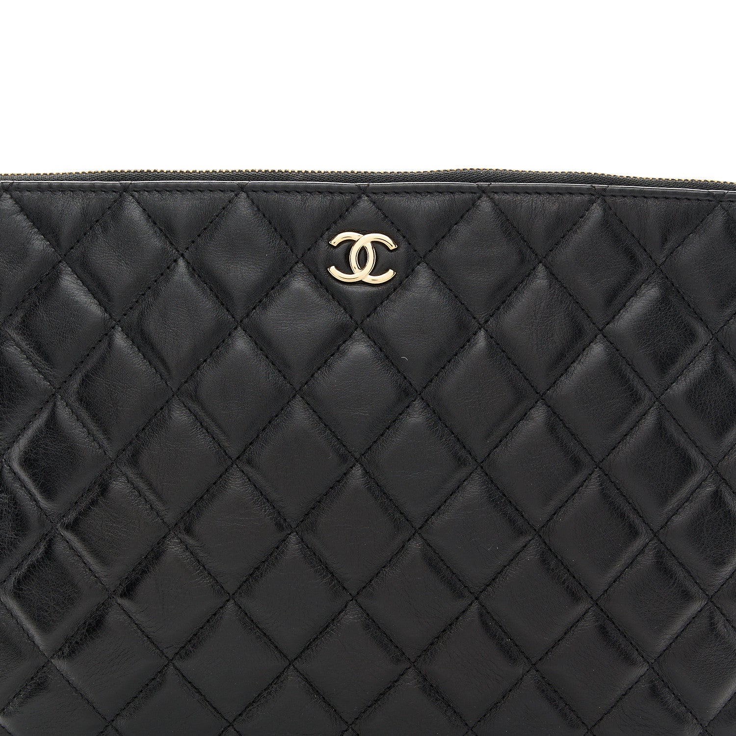 Chanel Calfskin Quilted Pearl Large Cosmetic Case Black 8 of 10