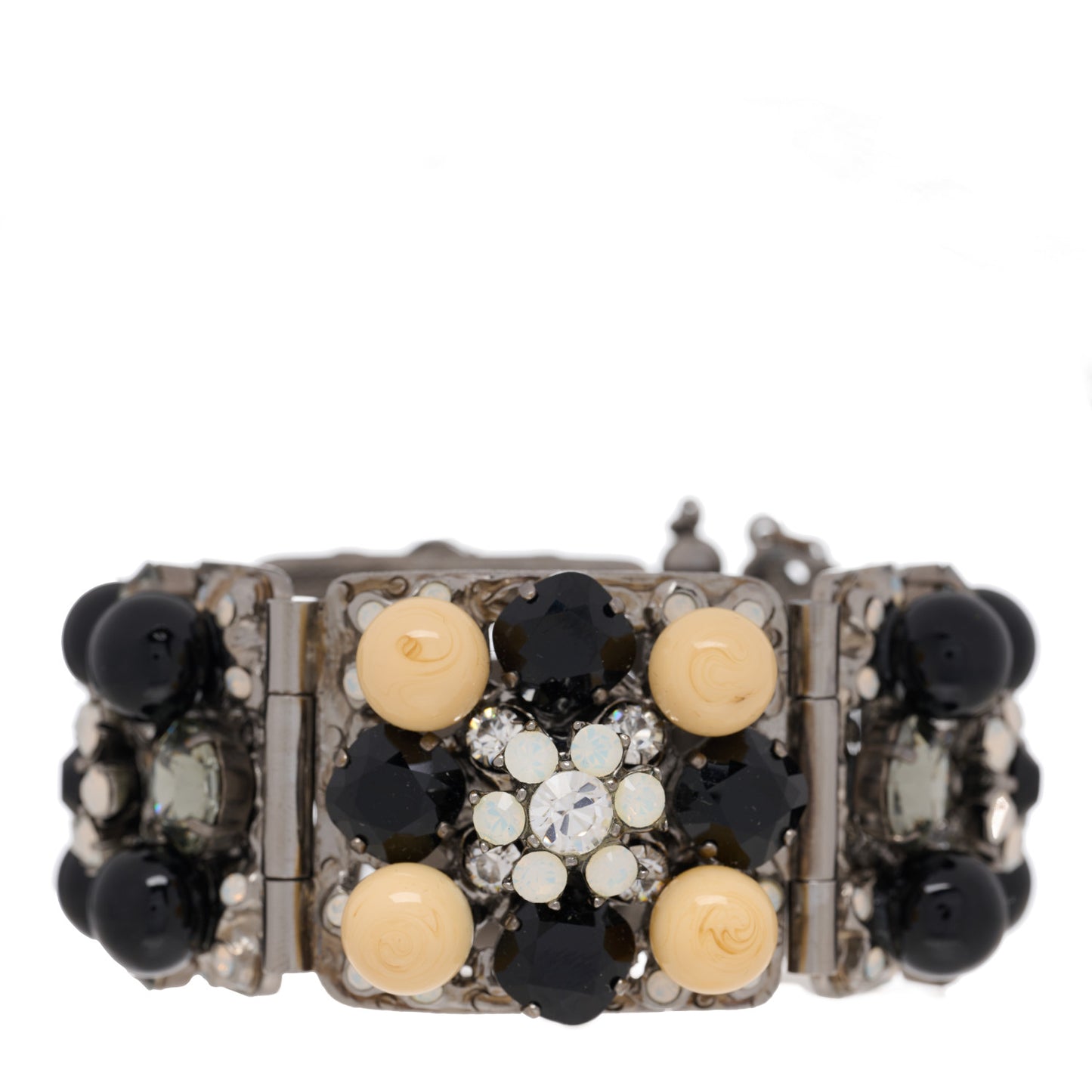 Crystal Pearl Gripoix Bracelet Silver