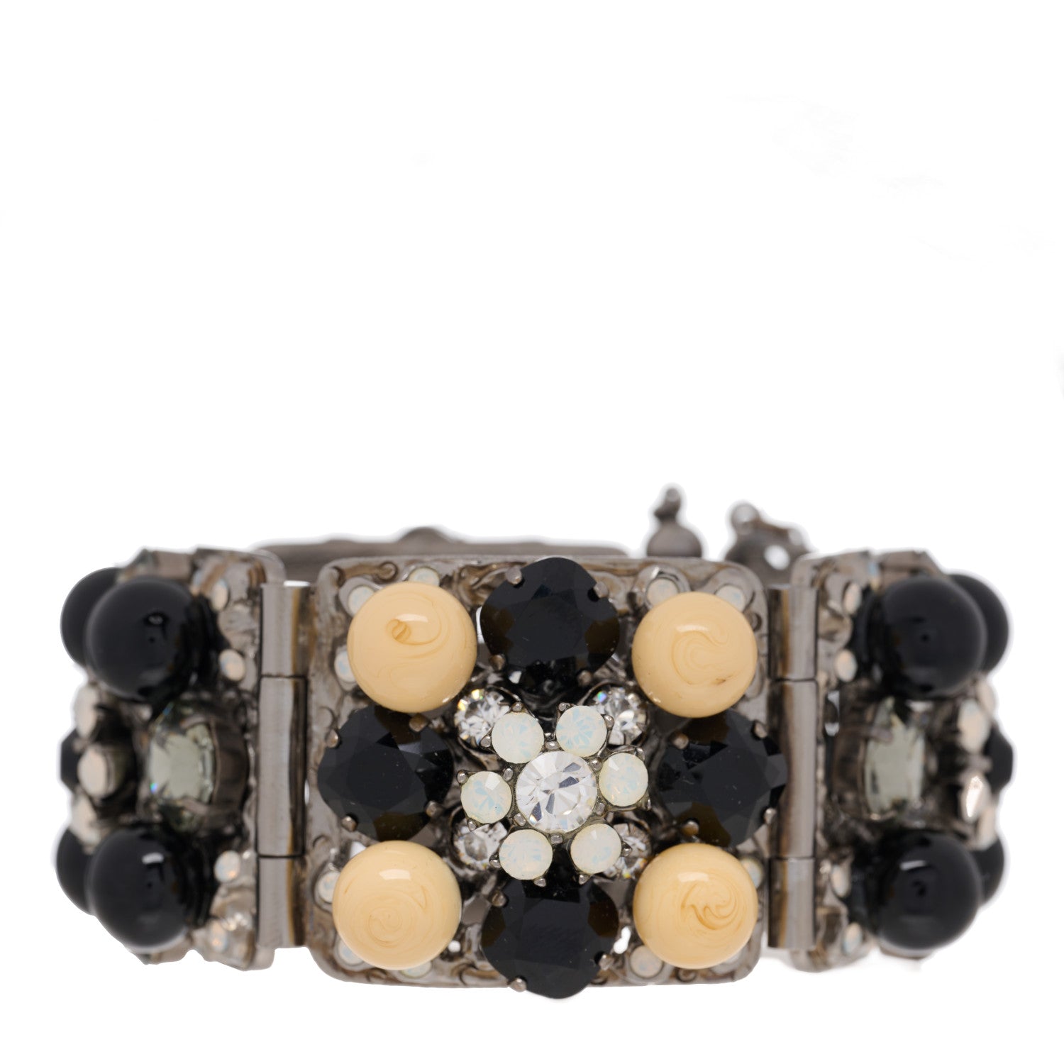 Chanel Crystal Pearl Gripoix Bracelet Silver 1 of 3