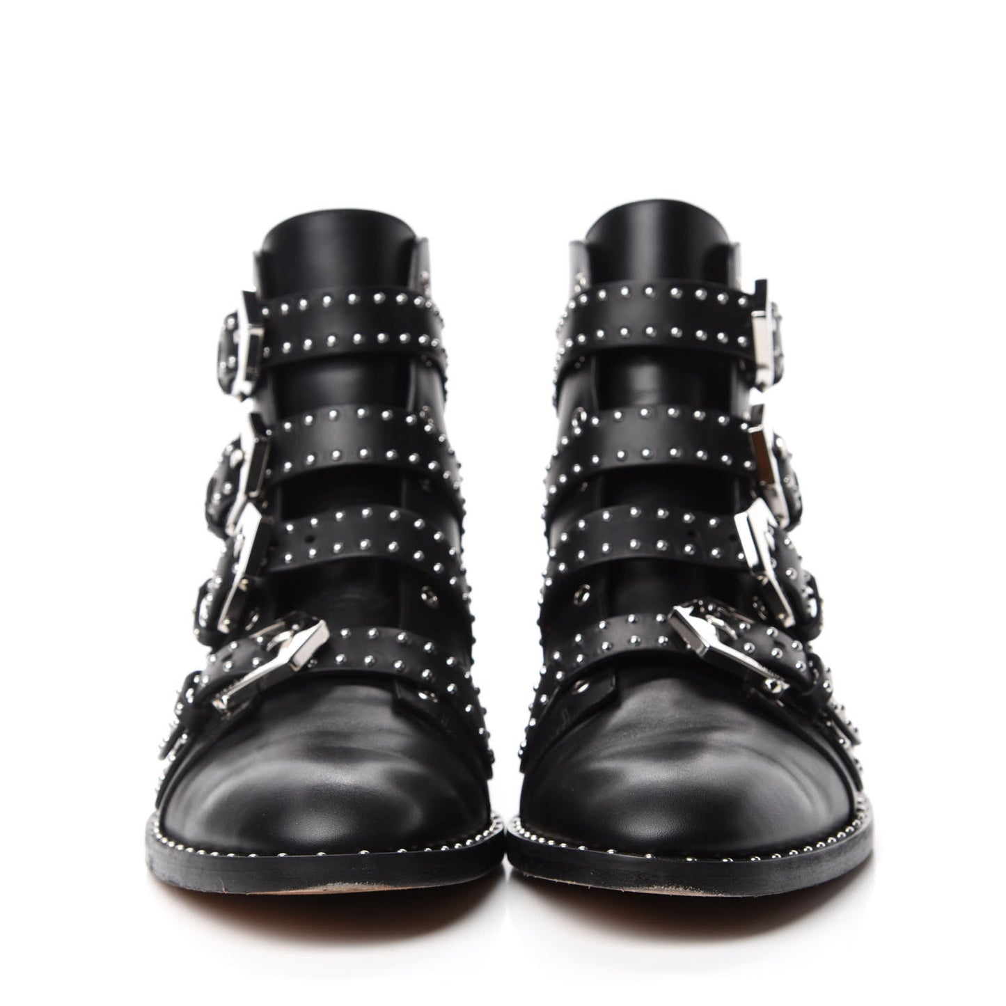 Calfskin Studded Prue Buckle Bootie 39.5 Black