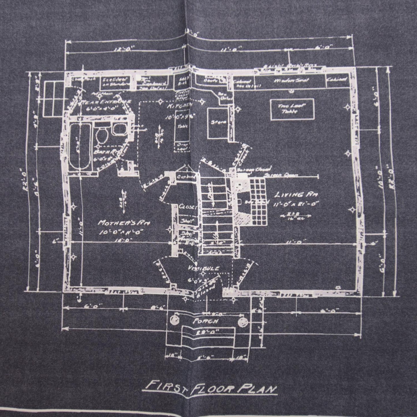 Silk Floor Plan Print Scarf Blue