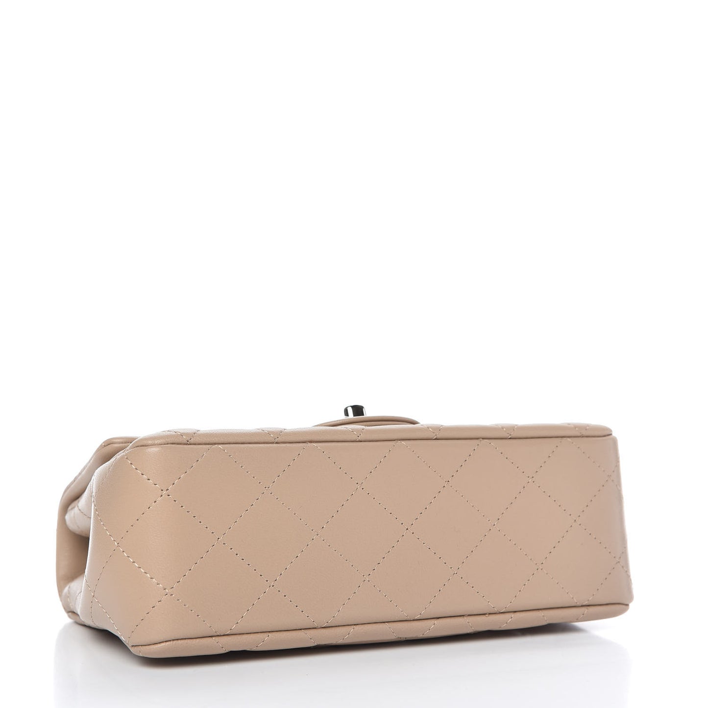 Lambskin Quilted Mini Rectangular Flap Dark Beige