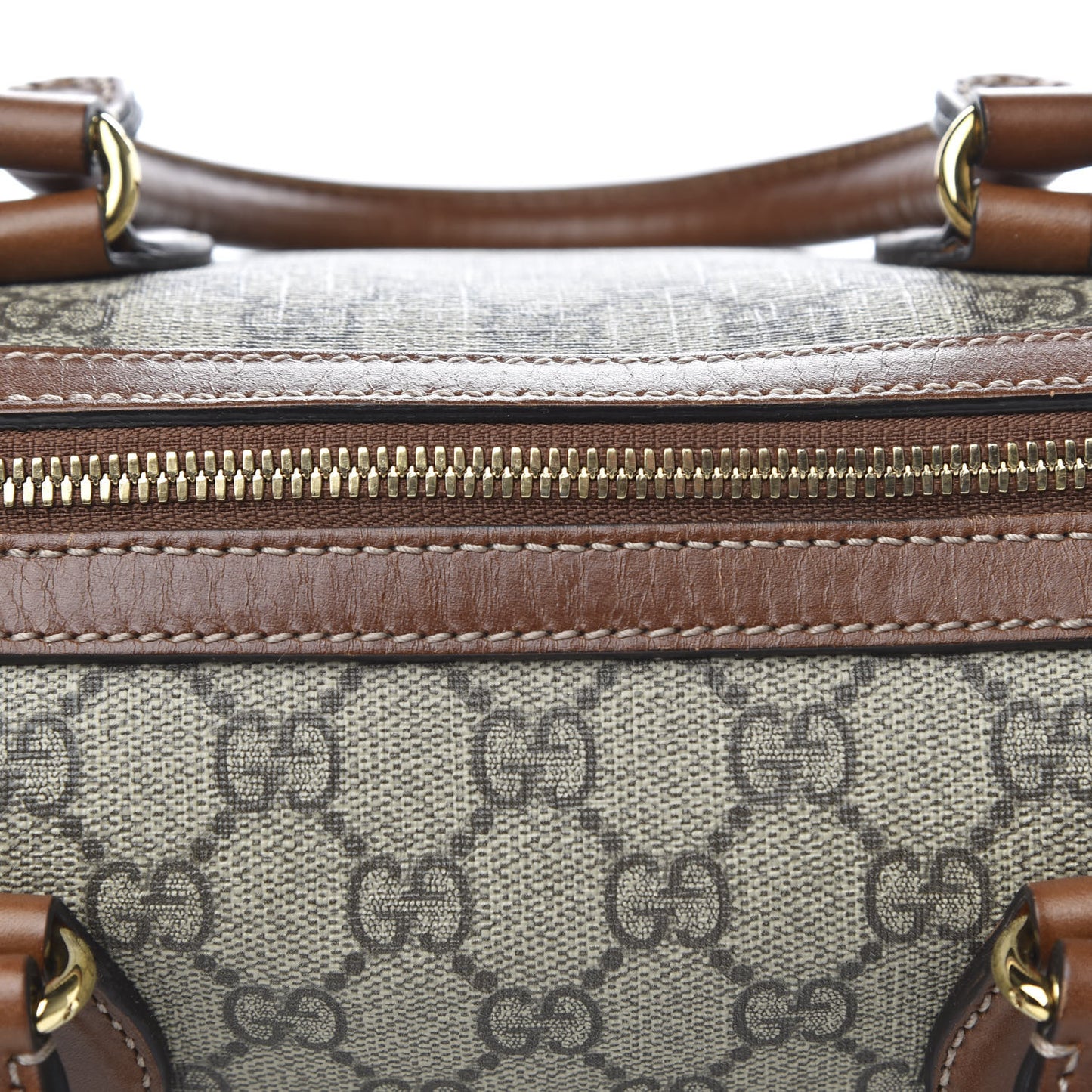 GG Supreme Monogram Cuoio Toscano Small Boston Beige Ebony Cuir