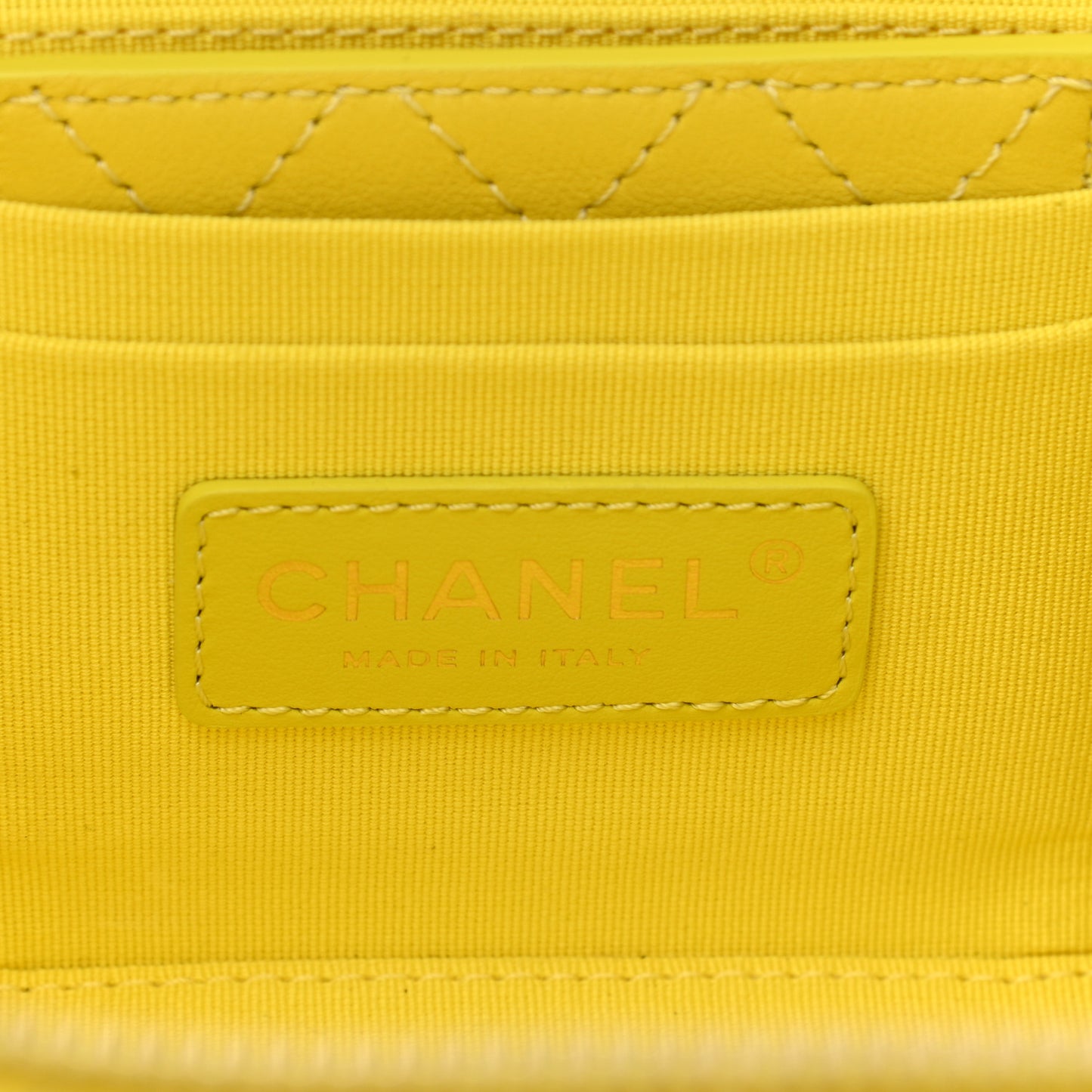 Calfskin Quilted Small Vanity Case With Chain Yellow