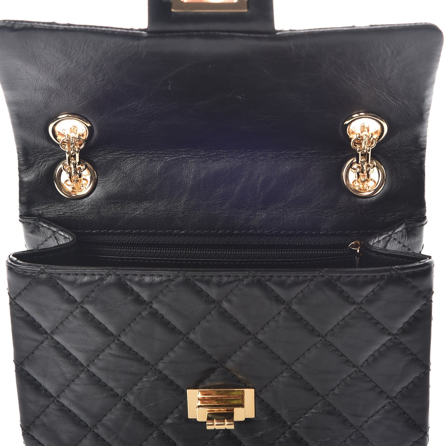 Aged Calfskin Quilted 2.55 Reissue Mini Flap Black