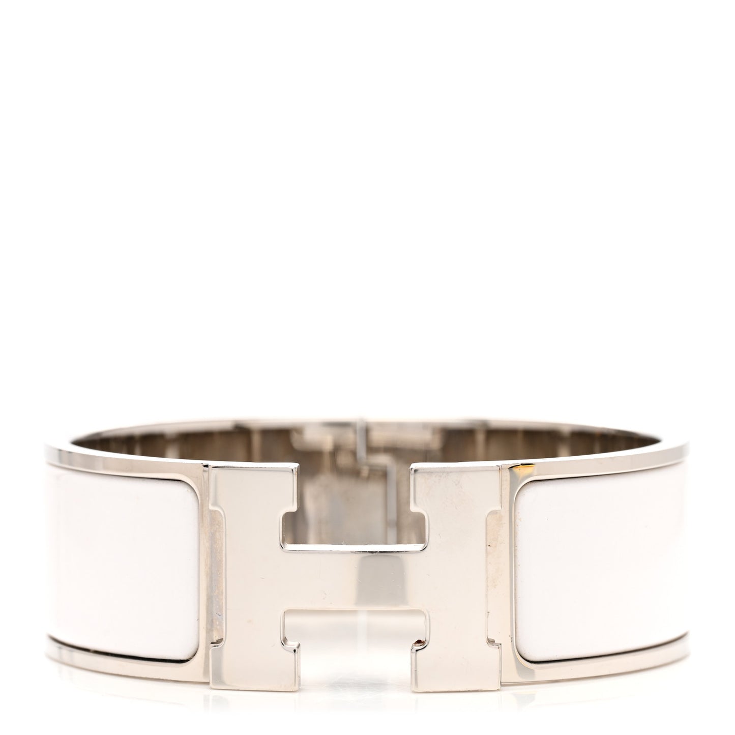 Enamel Wide Clic Clac H Bracelet GM White