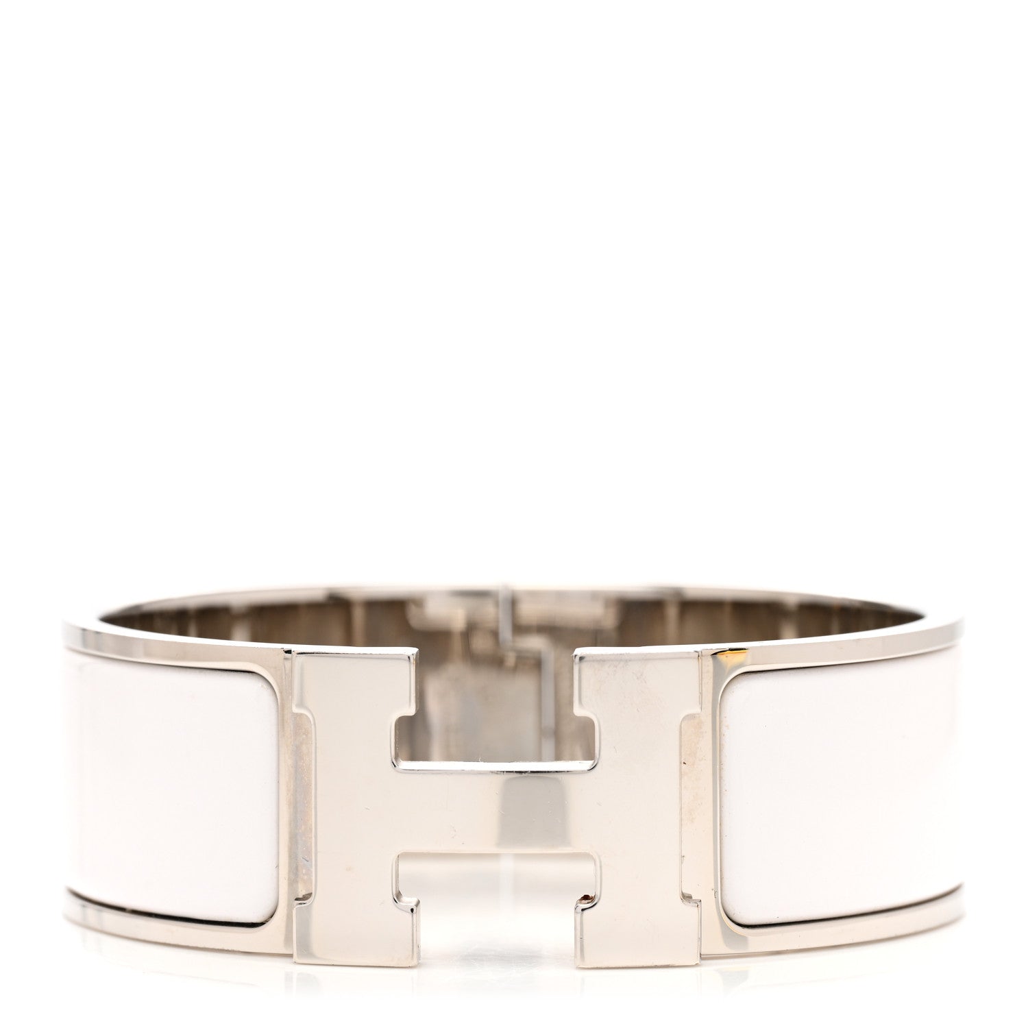Hermes Enamel Wide Clic Clac H Bracelet GM White 1 of 5