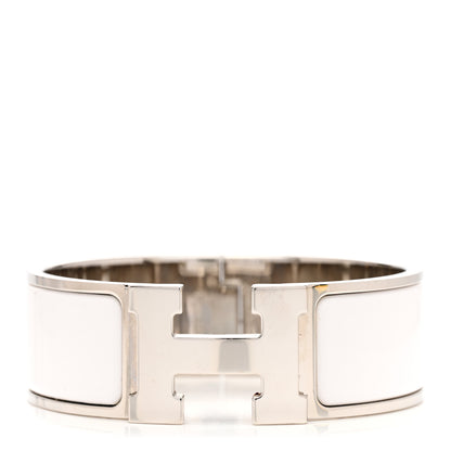 Hermes Enamel Wide Clic Clac H Bracelet GM White 1 of 5