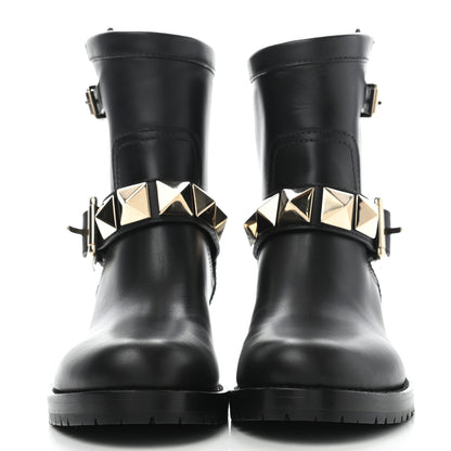 Valentino Garavani Calfskin Lock Studded 30mm Biker Boots 36.5 Black 2 of 10