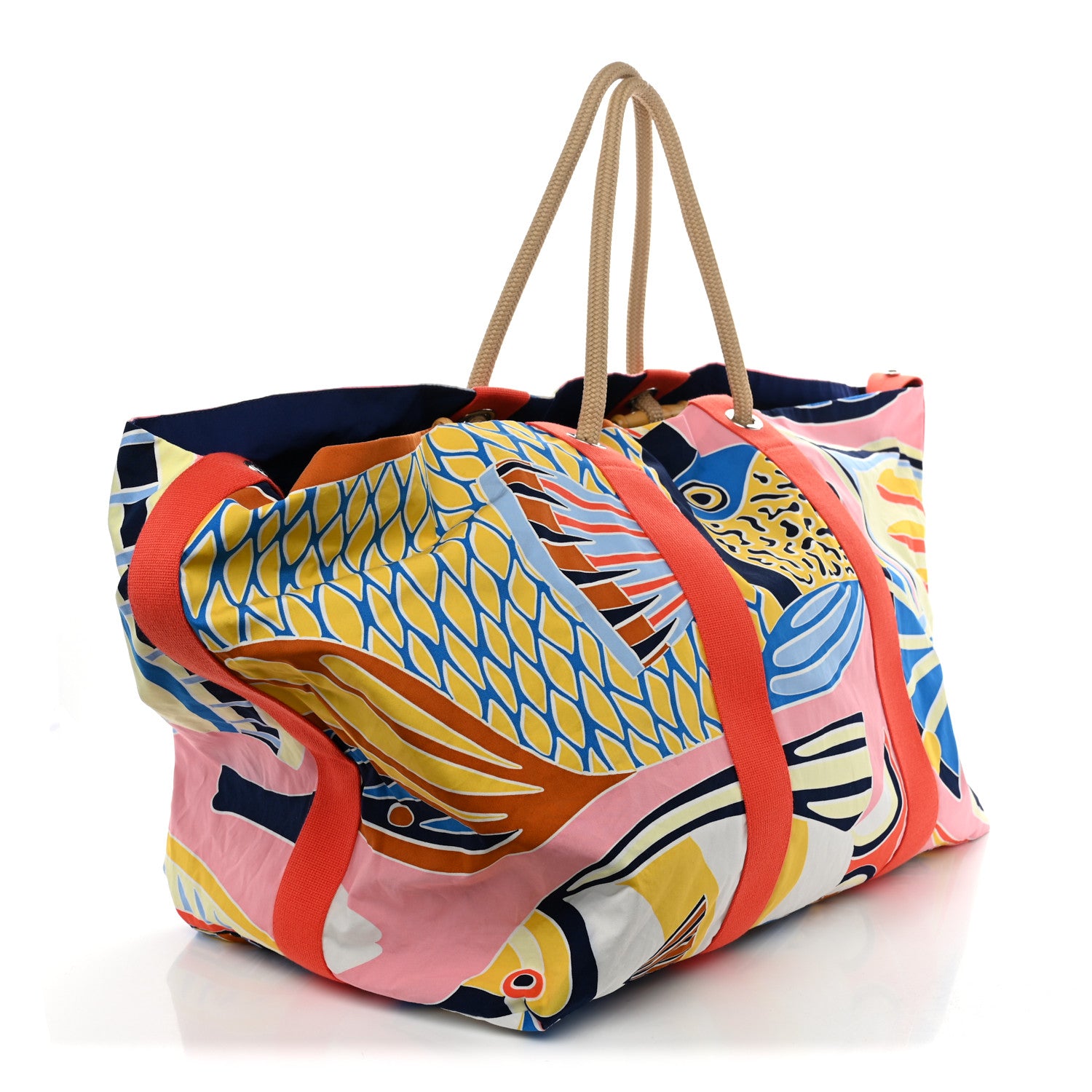 Hermes Cotton Traffic Jam Beach Bag Marine Rose 3 of 11
