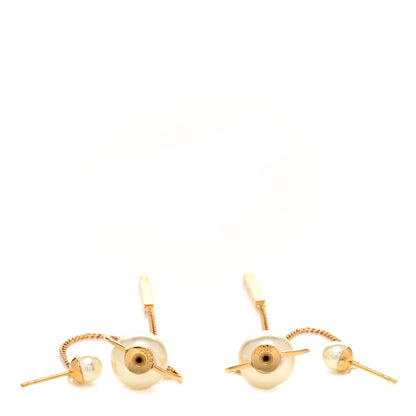Christian Dior Pearl Tribales Dangle Chain Earrings Gold 3 of 4