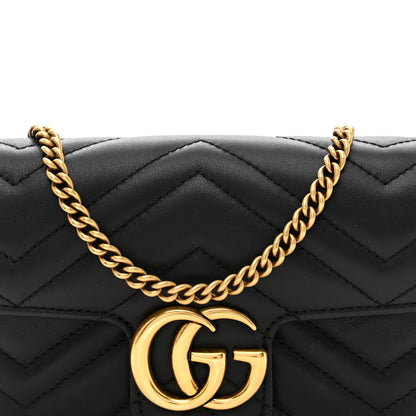 Gucci Calfskin Matelasse Super Mini GG Marmont Shoulder Bag Black 8 of 11