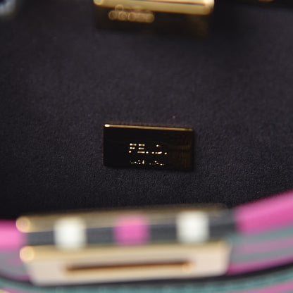 Fendi Vitello Seta Digital Print Micro Peekaboo Iconic Satchel Multicolor Black 7 of 10