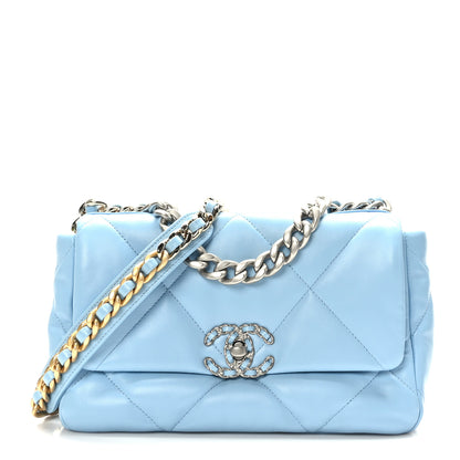 Chanel Lambskin Quilted Medium Chanel 19 Flap Light Blue 1 of 10