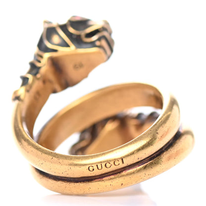 Gucci Tiger Heads Double Wrap Ring 8 Aged Gold 2 of 4
