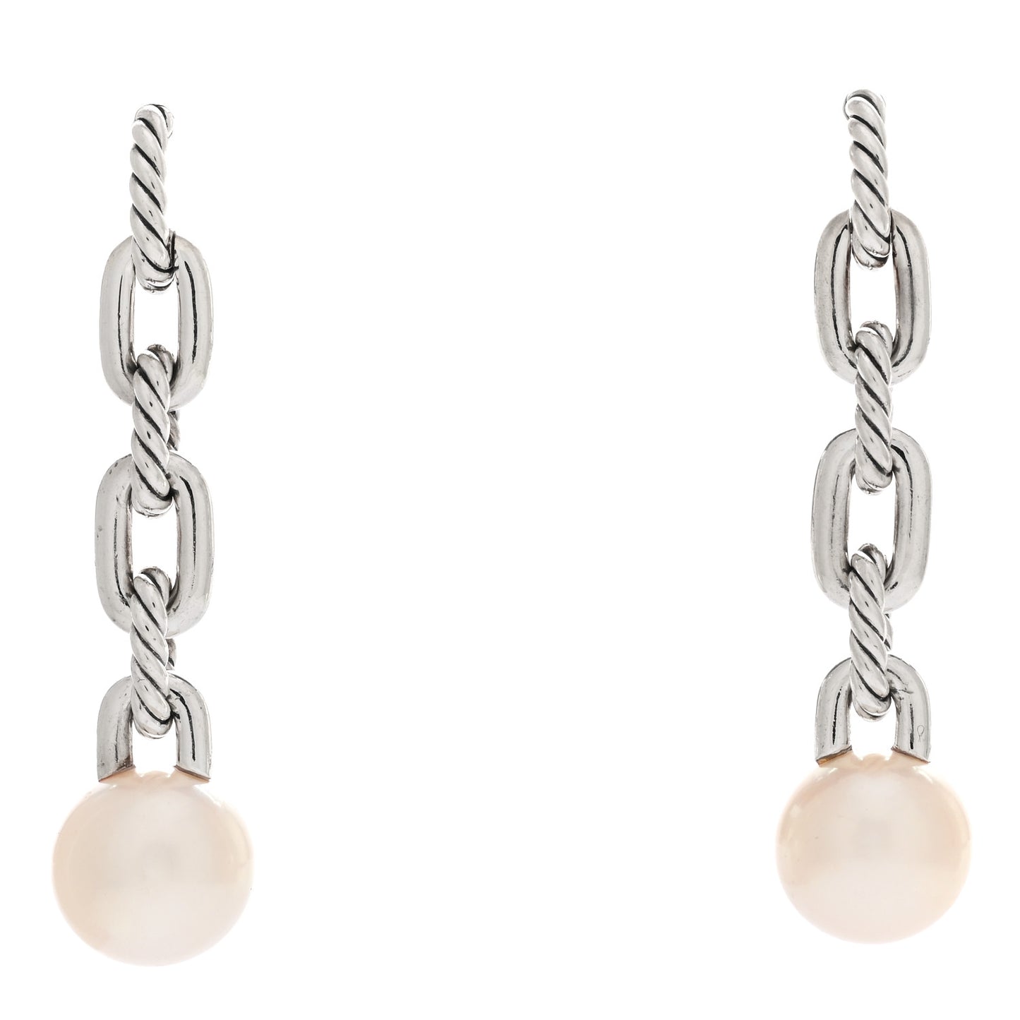 Sterling Silver Pearl Madison Chain Drop Earrings