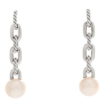 David Yurman Sterling Silver Pearl Madison Chain Drop Earrings 1 of 4