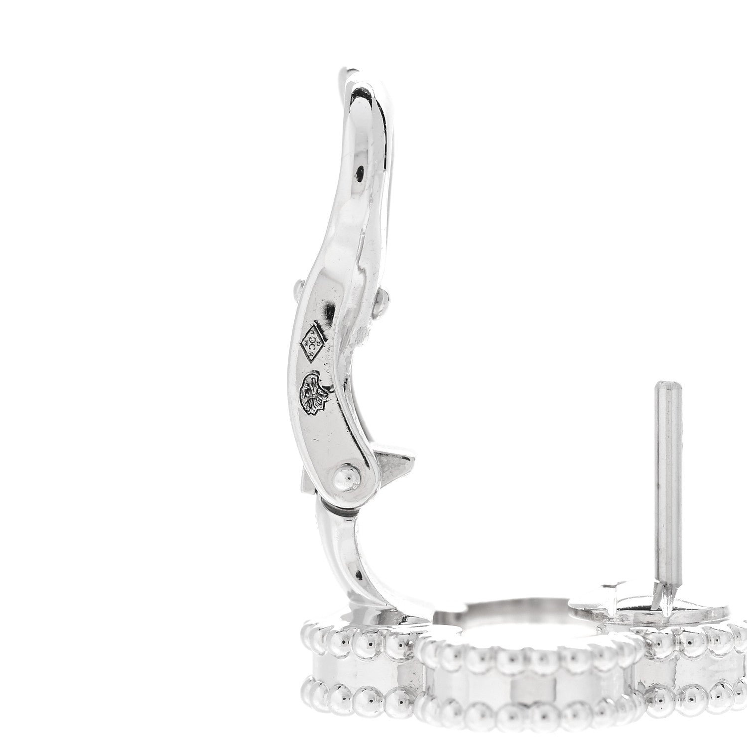 Van Cleef & Arpels 18K White Gold Mother of Pearl Vintage Alhambra Earrings 4 of 6