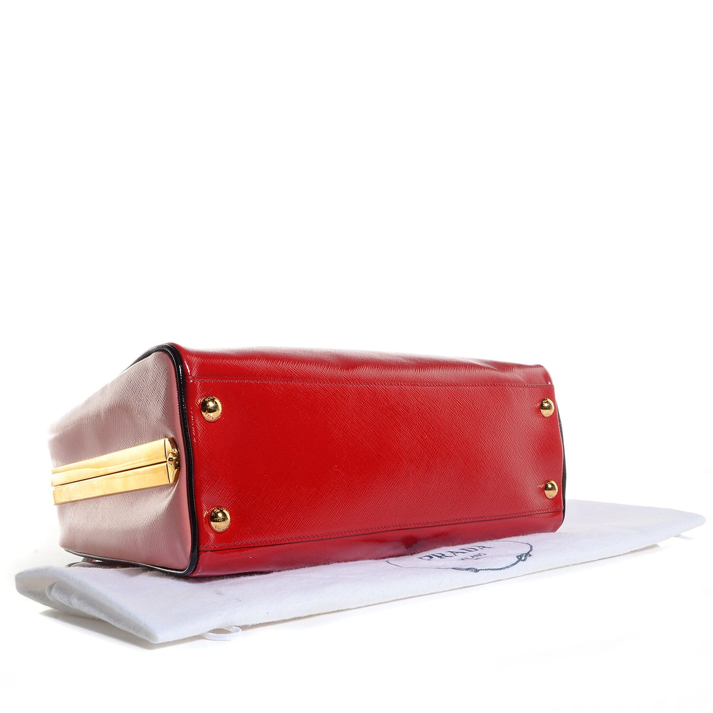 Saffiano Vernice Pyramid Bag Rosso Geranio Black