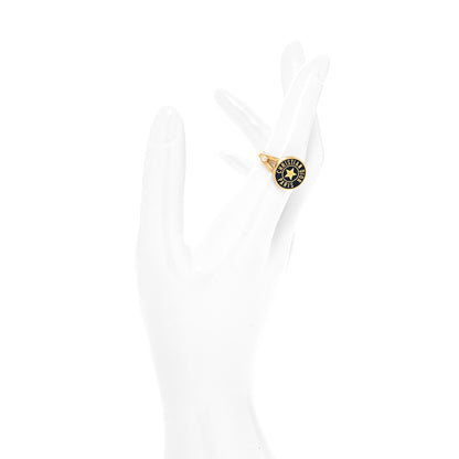 Christian Dior Metal Enamel Logo Ring 6 Gold Navy 2 of 4
