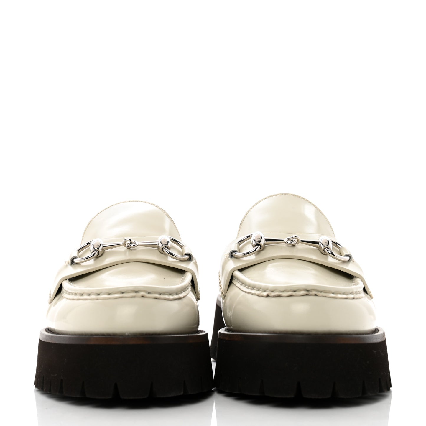 Cordovan Lux Horsebit Platform Mules 39 Mystic White