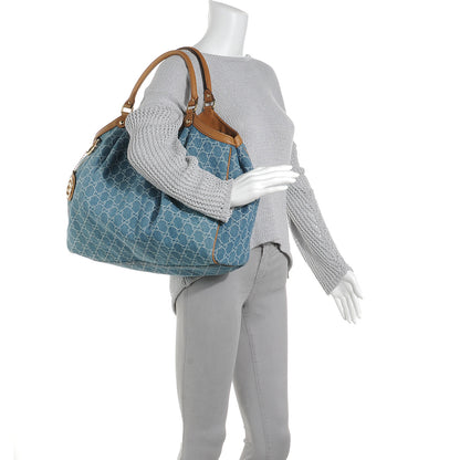 Gucci Denim Monogram Large Sukey Tote 2 of 7