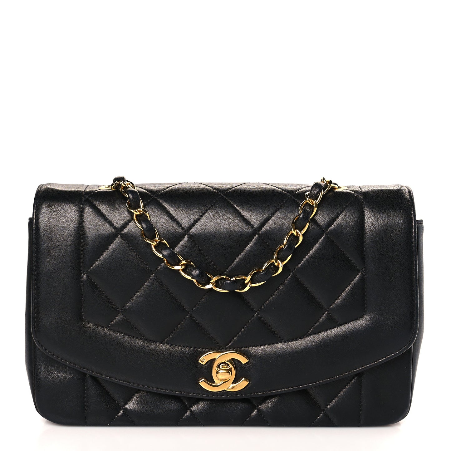 Lambskin Quilted Small Single Flap Black