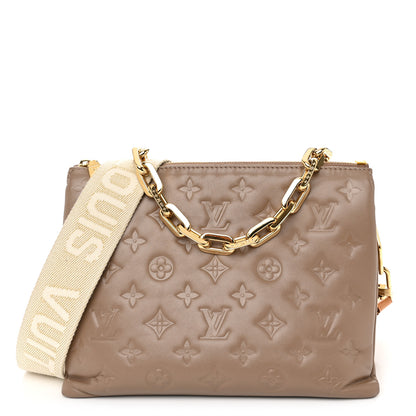 Louis Vuitton Lambskin Embossed Monogram Coussin PM Taupe 1 of 11