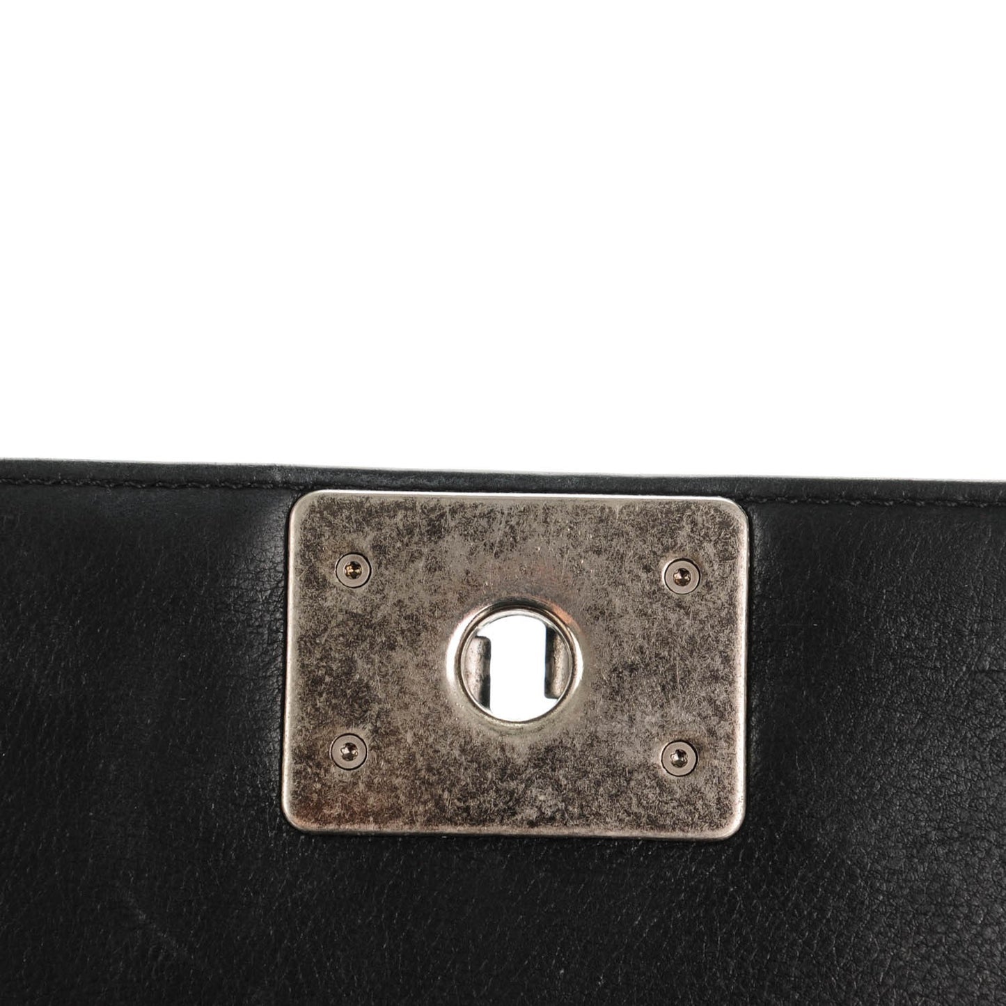 Calfskin Quilted Small Boy Flap Black