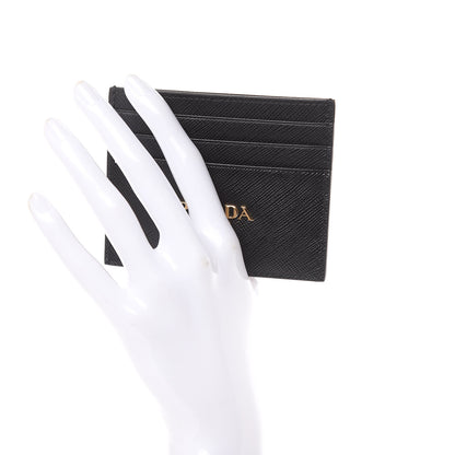Prada Saffiano Metal Card Holder Black 2 of 7