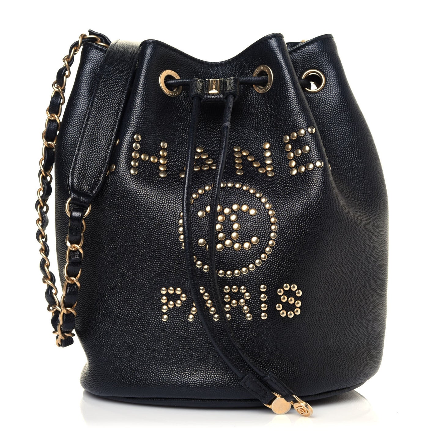 Caviar Deauville Drawstring Bucket Bag Black