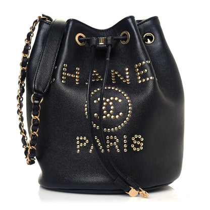 Chanel Caviar Deauville Drawstring Bucket Bag Black 1 of 12