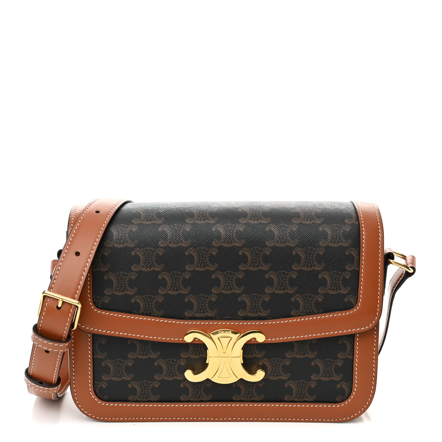 Triomphe Canvas Calfskin Medium Triomphe Bag Tan