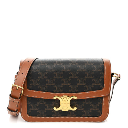 Celine Triomphe Canvas Calfskin Medium Triomphe Bag Tan 1 of 10