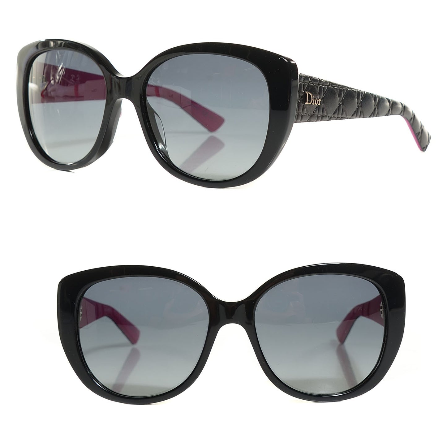 Lambskin Cannage Dior Lady 1R Sunglasses Black Fuchsia