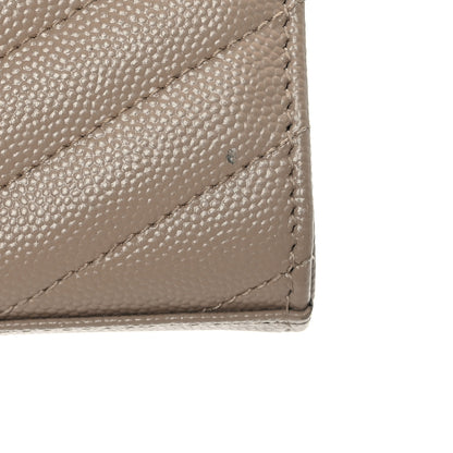 Saint Laurent Grain De Poudre Matelasse Chevron Monogram Chain Wallet Dark Beige 9 of 9