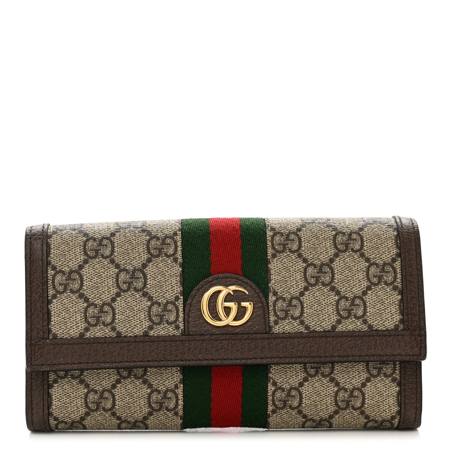 Gucci GG Supreme Monogram Web Ophidia Continental Wallet Brown 1 of 8