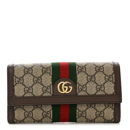 Gucci GG Supreme Monogram Web Ophidia Continental Wallet Brown 1 of 8