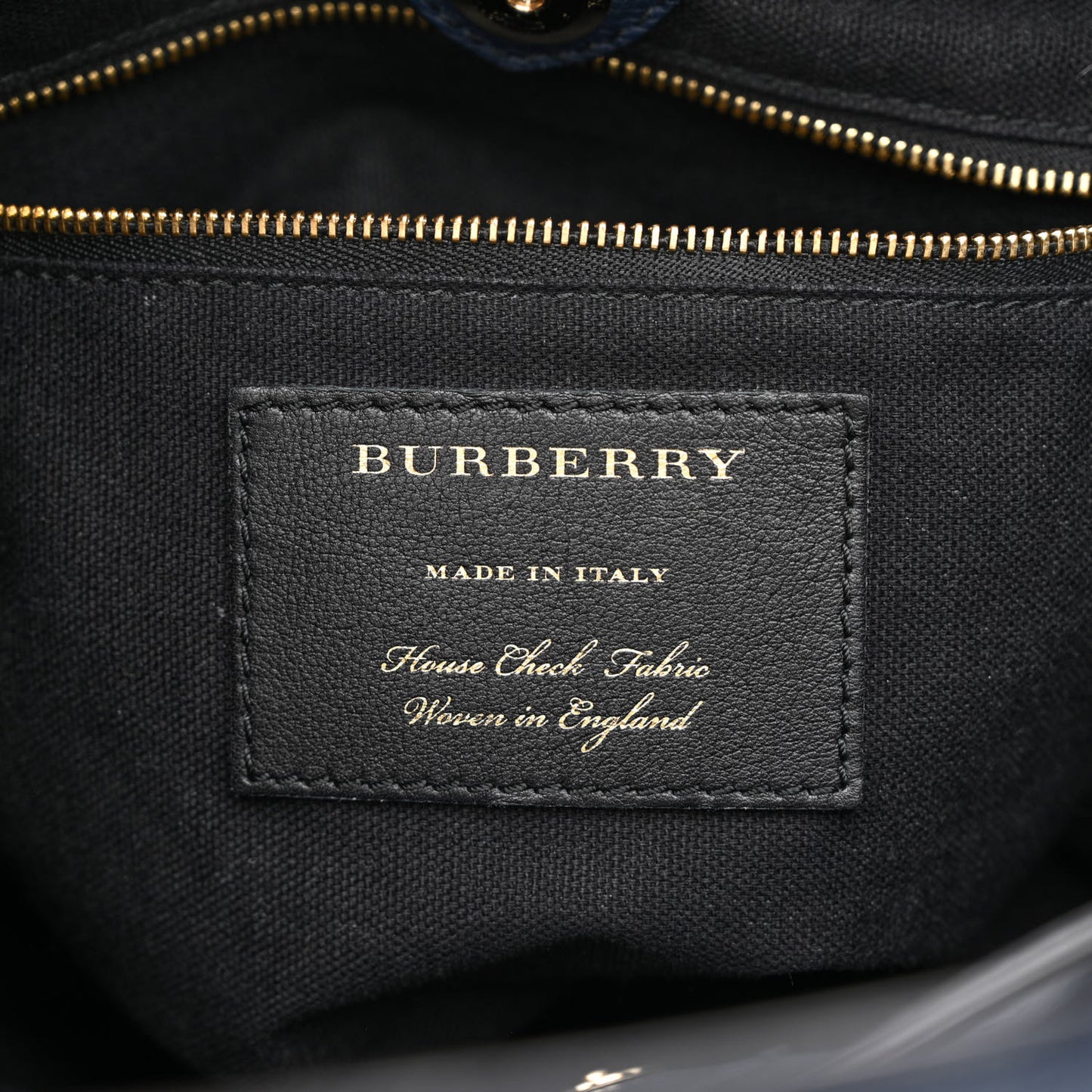 Grainy Calfskin House Check Small Banner Tote Ink Blue